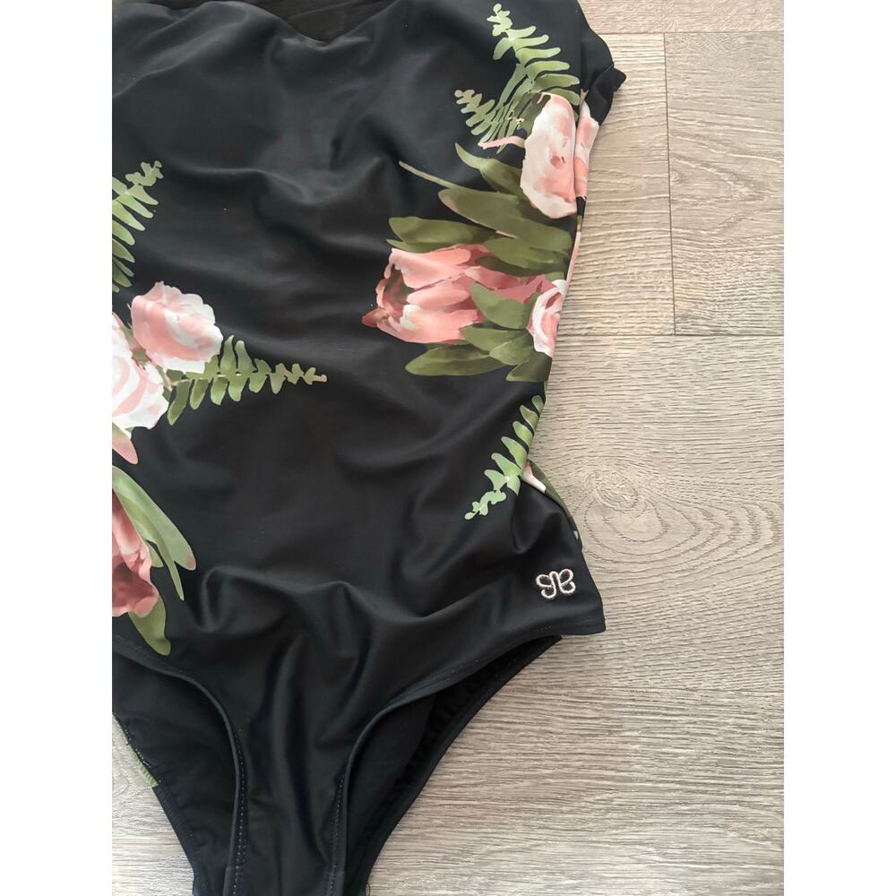 Albion The Maria Carolina Floral Rose One Piece Swimsuit XS Mesh Strappy Back - Picture 4 of 11